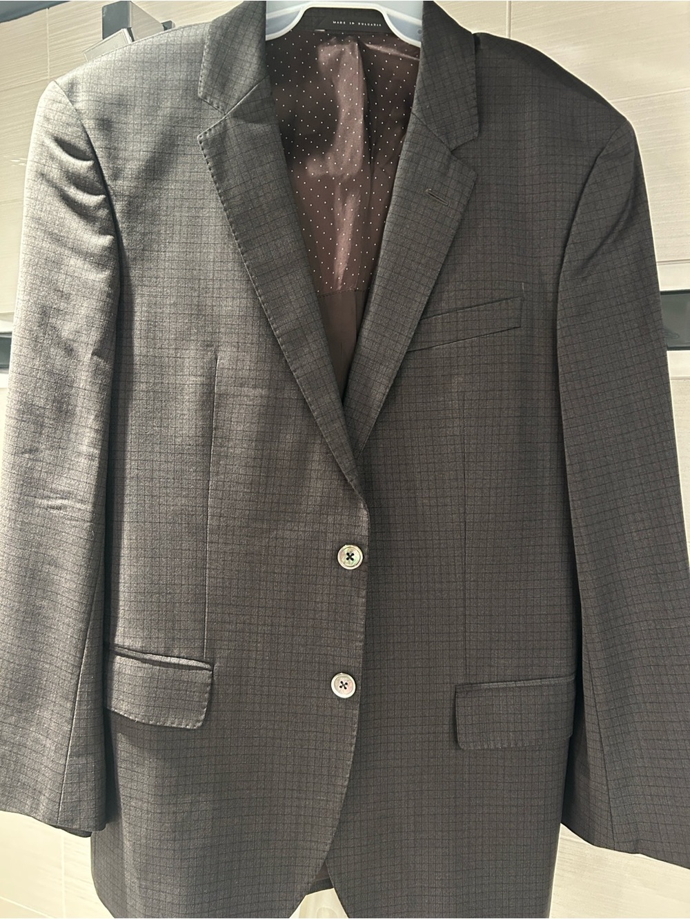 Hugo Boss Charcoal Gray Windowpane Single-Breasted Blazer
